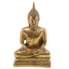 Statueta vintage Buddha din alama, mudra Dhyana - 15cm