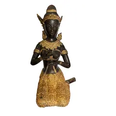 Statueta vintage Teppanom gardianul templului din bronz cu detalii aurii - 22cm