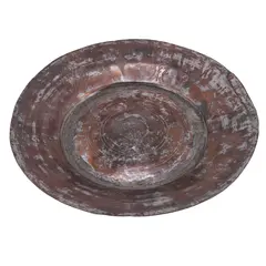 Tava rustica vintage metalica cu simboluri gravate, 30cm