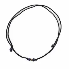 Bratara reglabila pe snur negru cu Safir discuri fatetate 3mm si un bumb de aur