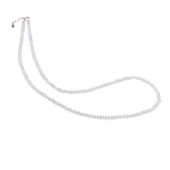 Colier Piatra Lunii alba A+ discuri fatetate cu Argint 925, 4mm