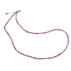 Colier Rodonit roz sfere fatetate cu Argint 925, 3mm