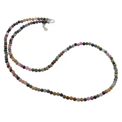 Colier Turmalina multicolora sfere cu Argint 925, 3mm