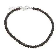 Bratara Cuart fumuriu discuri fatetate cu Argint 925, 3-4mm