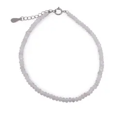 Bratara Piatra Lunii alba discuri fatetate cu Argint 925, 3mm