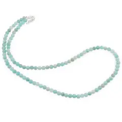 Colier Amazonit Rusia sfere cu Argint 925, 4-5mm