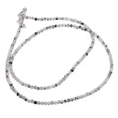 Colier Piatra Lunii turmalinata sfere fatetate cu Argint 925, 2-3mm