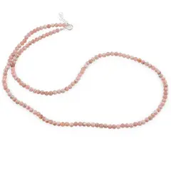 Colier Rodocrozit sfere fatetate cu Argint 925, 4mm