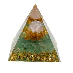 Piramida orgon Aventurin cu lotus si sfera Cuart roz, 5cm