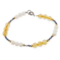 Bratara Alchimie Luminoasa - Lapis lazuli 2mm, Coral si Citrin 6mm