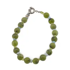 Bratara Calea Blanda - Jad 6mm, Larimar si Peridot 2-3mm