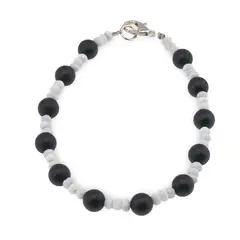 Bratara Ecoul Tacerii - Onix negru mat 6mm si Opal albastru 3mm