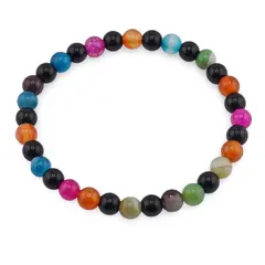 Bratara Mix Agate sfere 6mm, pe elastic, 19cm