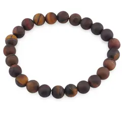 Bratara Mix Ochi de Tigru si Taur sfere mate 8mm, pe elastic, 19cm