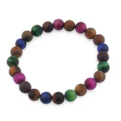 Bratara Ochi de tigru colorat sfere mate 8mm, pe elastic, 19cm