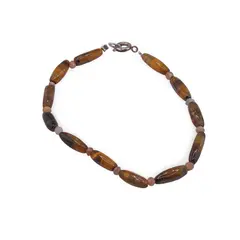 Bratara Ochi de tigru tuburi 10-14mm si Piatra lunii dicuri fatetate 3mm