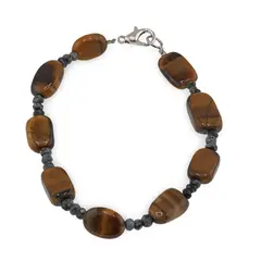 Bratara Privirea Umbrei - Obsidian fulg de nea 3mm si Ochi de tigru 10-14mm