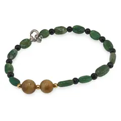 Bratara Scutul Inteleptului - Jad verde 7-10mm, Turmalina neagra si Ochi de tigru galben 4-8mm