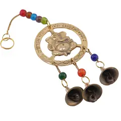 Decoratiune clopotei de vant din alama cu Ganesha si elemente din sticla, 28cm