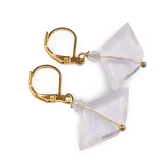 Cercei cu agatatoare Cristal de stanca cu doua varfuri, 20-23mm