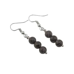 Cercei cu agatatoare Obsidian fulg de nea maro sfere, 6-7mm