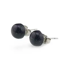 Cercei cu surub Goldstone albastru semisfere 8mm