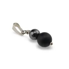 Pandantiv Hematit si Onix negru mat sfere, 6-8mm