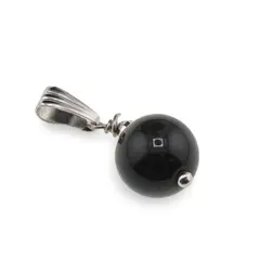 Pandantiv Obsidian auriu sfere cu bumb gravat, 10mm