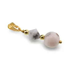 Pandantiv Rodocrozit romb fatetat 8mm si sfera 10mm