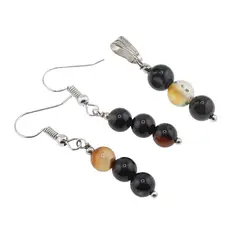 Set Cercei si Pandantiv Agat carneolizat sfere, 6mm