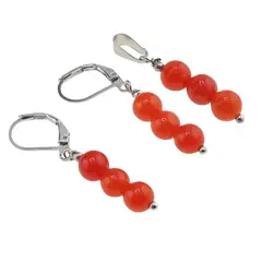 Set Cercei si Pandantiv Agat rosu sfere, 6mm