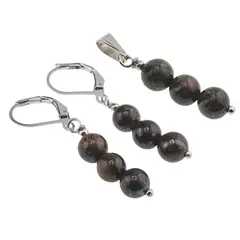 Set Cercei si Pandantiv Bronzit sfere, 6mm