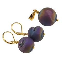 Set Cercei si Pandantiv Cuart Titan Aura sfere, 14mm