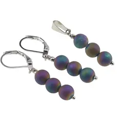 Set Cercei si Pandantiv Cuart Titan Aura sfere, 6mm