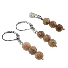 Set Cercei si Pandantiv Jasp Peisaj sfere, 6mm