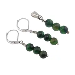 Set Cercei si Pandantiv Ochi de tigru verde sfere, 6mm