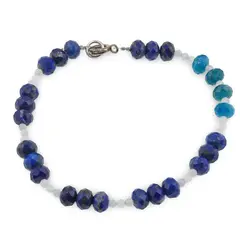Bratara Lapis lazuli si Apatit discuri fatetate 6mm si Acvamarin sfere fatetate 2mm