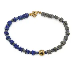 Bratara Lapis lazuli si Pirita patratele 4mm si Lapis lazuli sfere 3mm