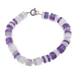 Bratara mix Cristal de stanca si Ametist discuri 6-7mm si Cristal de stanca sfere fatetate 2mm
