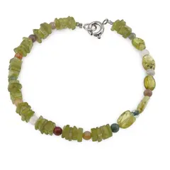Bratara Peridot patratele 4-5mm si neuniform 5-7mm cu Mix cristale sfere 3mm
