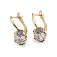 Cercei din cupru placat cu aur galben 18k, model clasic cu zirconiu
