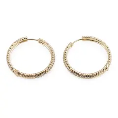 Cercei din cupru placat cu aur galben 18k, model creole cu zirconii