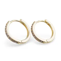 Cercei din cupru placat cu aur galben 18k, model rotund cu zirconii mov
