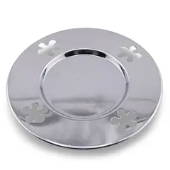 Farfurie metalica decorativa vintage cu decupaje in forma de flori, 13cm