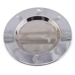 Farfurie metalica decorativa vintage cu decupaje in forma de luna, 13cm