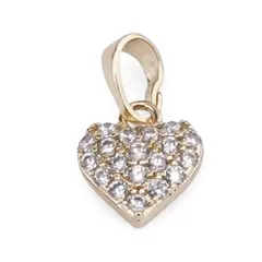 Pandantiv din cupru placat cu aur galben 18k, model inima mica cu zirconii