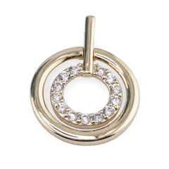 Pandantiv din cupru placat cu aur galben 18k, model rotund dublu si zirconii