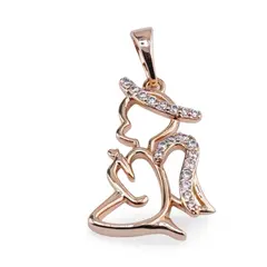 Pandantiv din cupru placat cu aur roz 18k, model ingeras cu zirconii