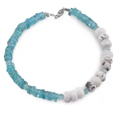 Bratara Apatit sfere si discuri 3-5mm cu Opal dendritic discuri fatetate 6mm