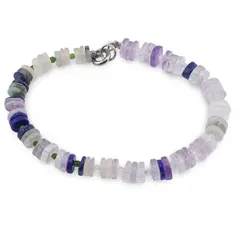 Bratara Cuart transparent, Ametist, Lapiz Lazuli, Smarald si Piatra lunii discuri 5-7mm cu Agat verde si Cuart sfere fatetate 2mm